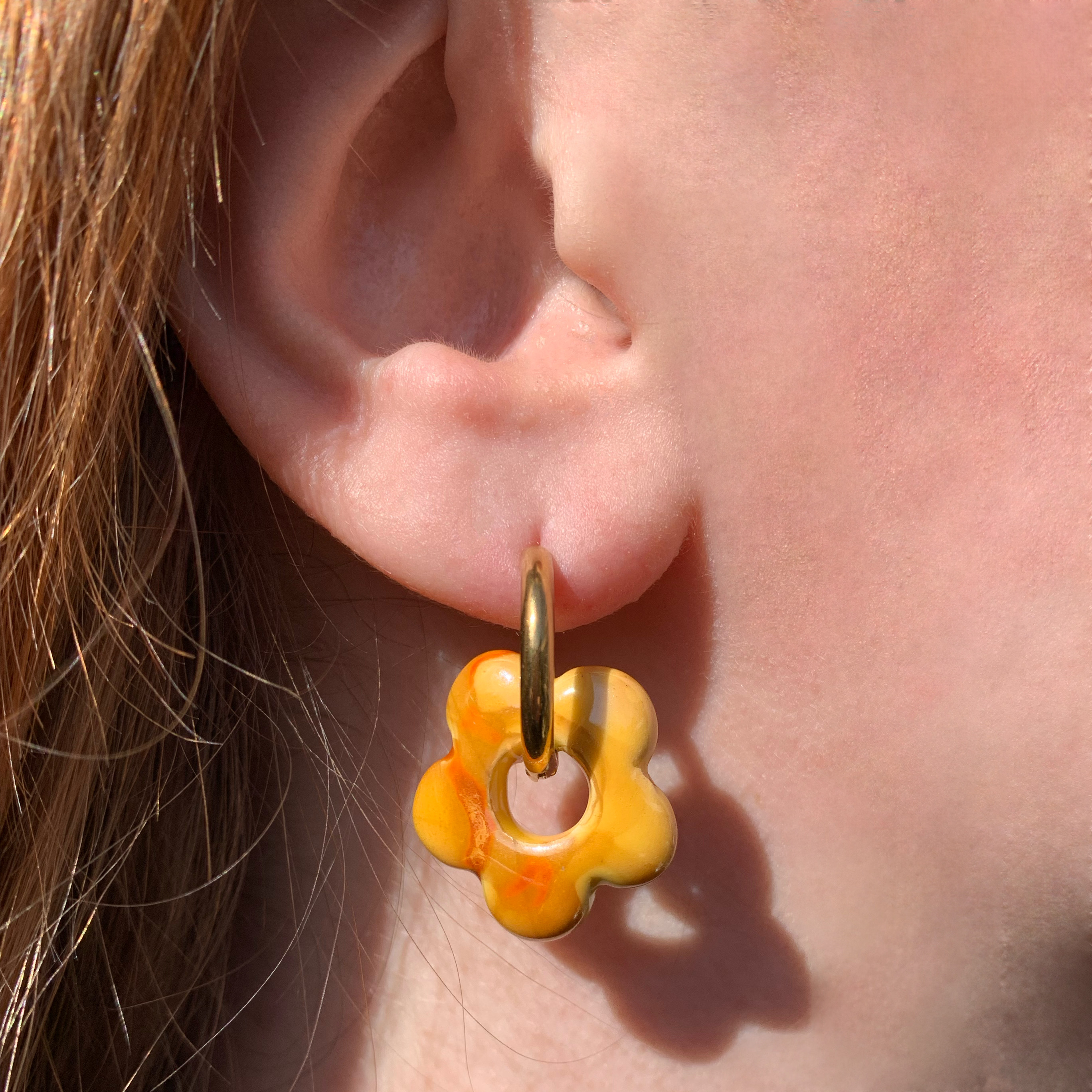 Griekse Keramiek Bloem Oorbellen Oranje