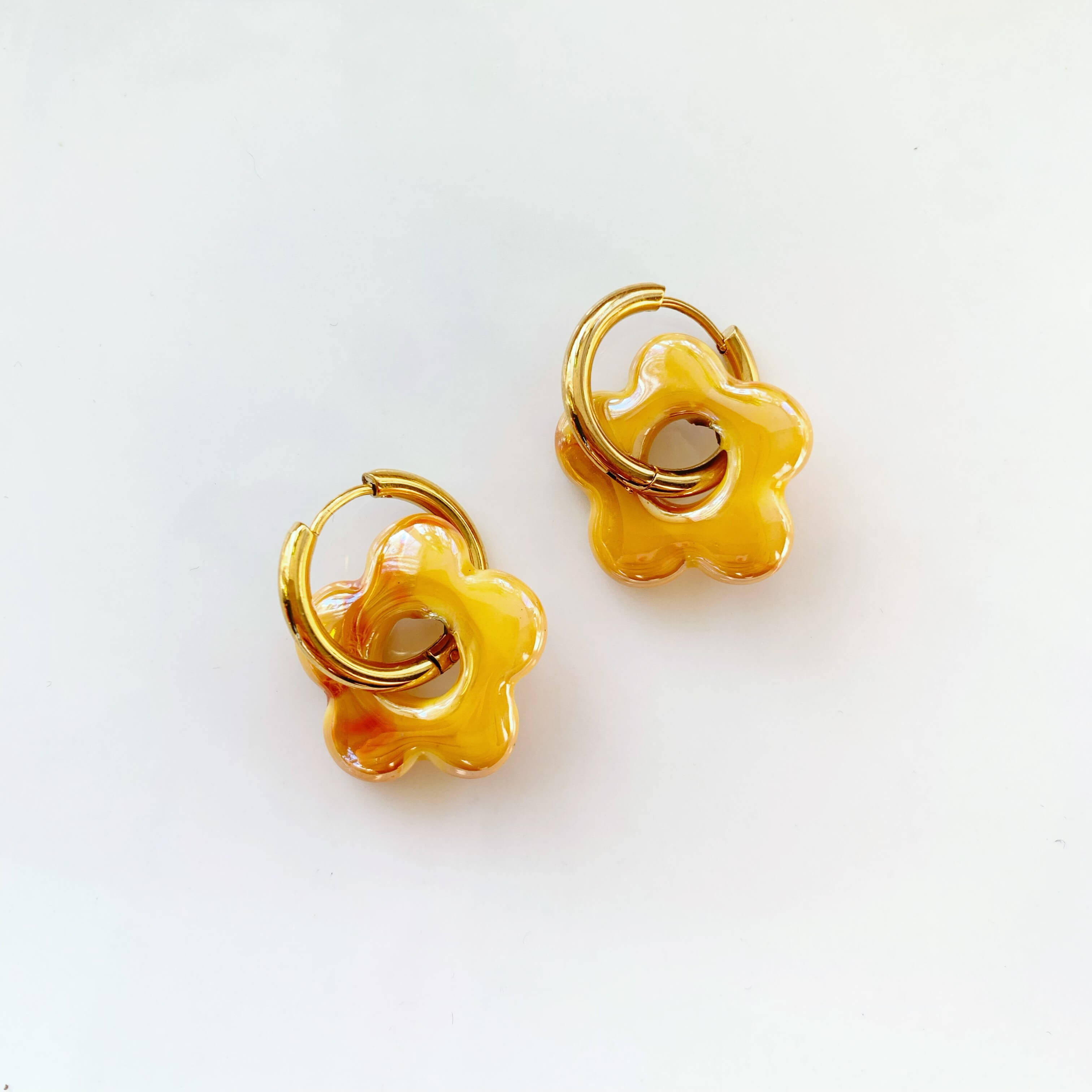 Griekse Keramiek Bloem Oorbellen Oranje