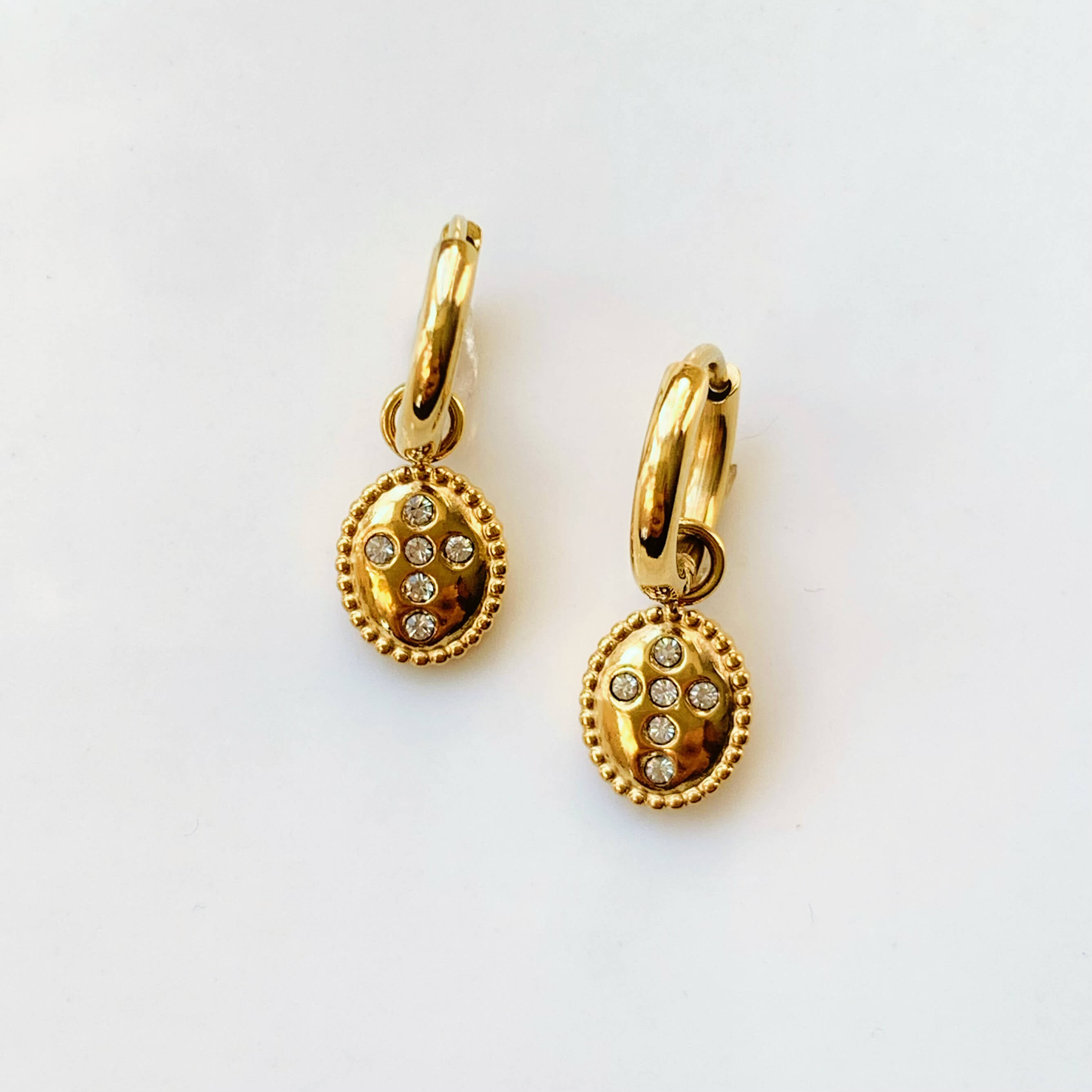 Diamond Cross Oorbellen Goud