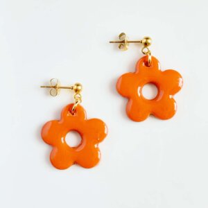 Poly Bloem Oorbellen Oranje