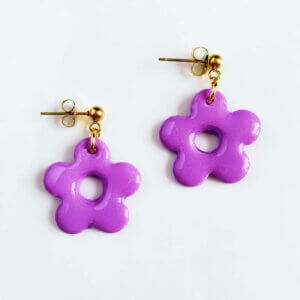 Poly Bloem Oorbellen Paars