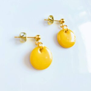 Poly Cirkel Oorbellen Okergeel