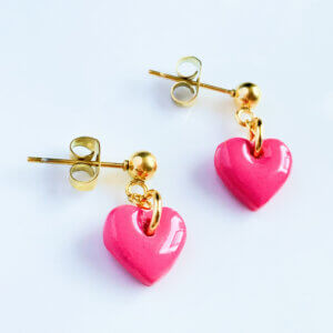 Poly Hartje Oorbellen Roze